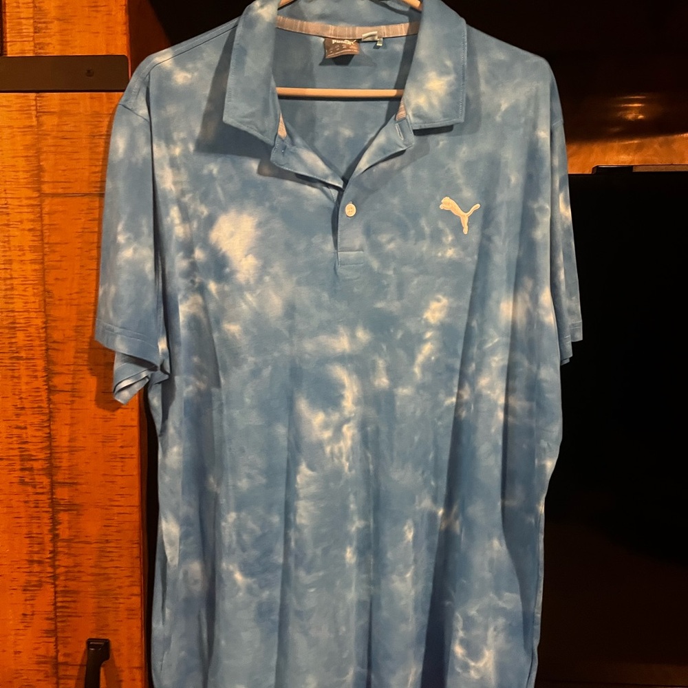 Puma Light Blue Tie-Dye Polo Shirt